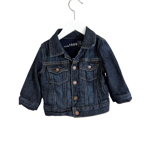 GAP Other - Baby Gap‎ Denim Jacket Dark Wash Jean Coat Copper Buttons 12-18 Months Kids